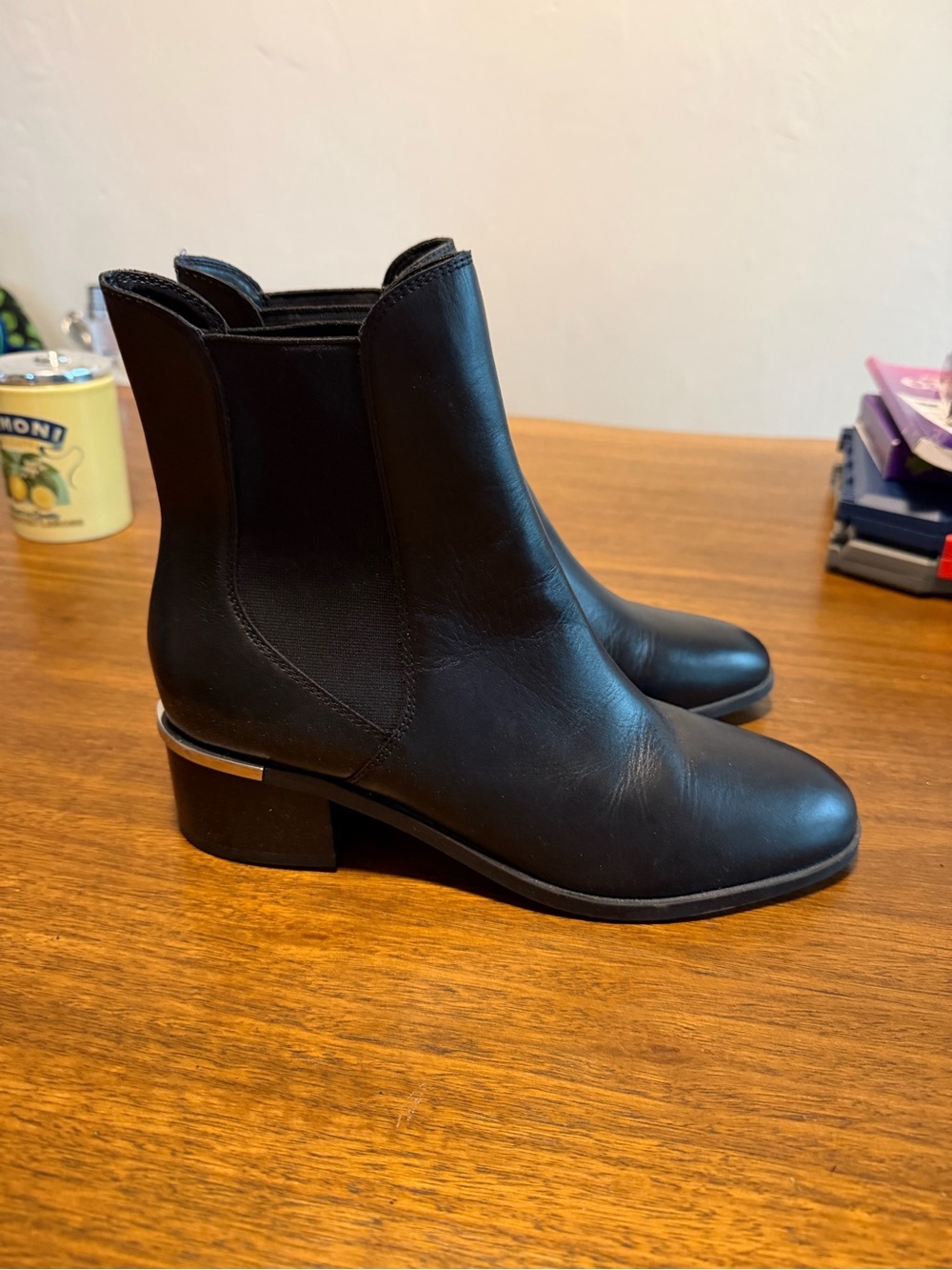 Calvin Klein Black Leather Ankle Booties